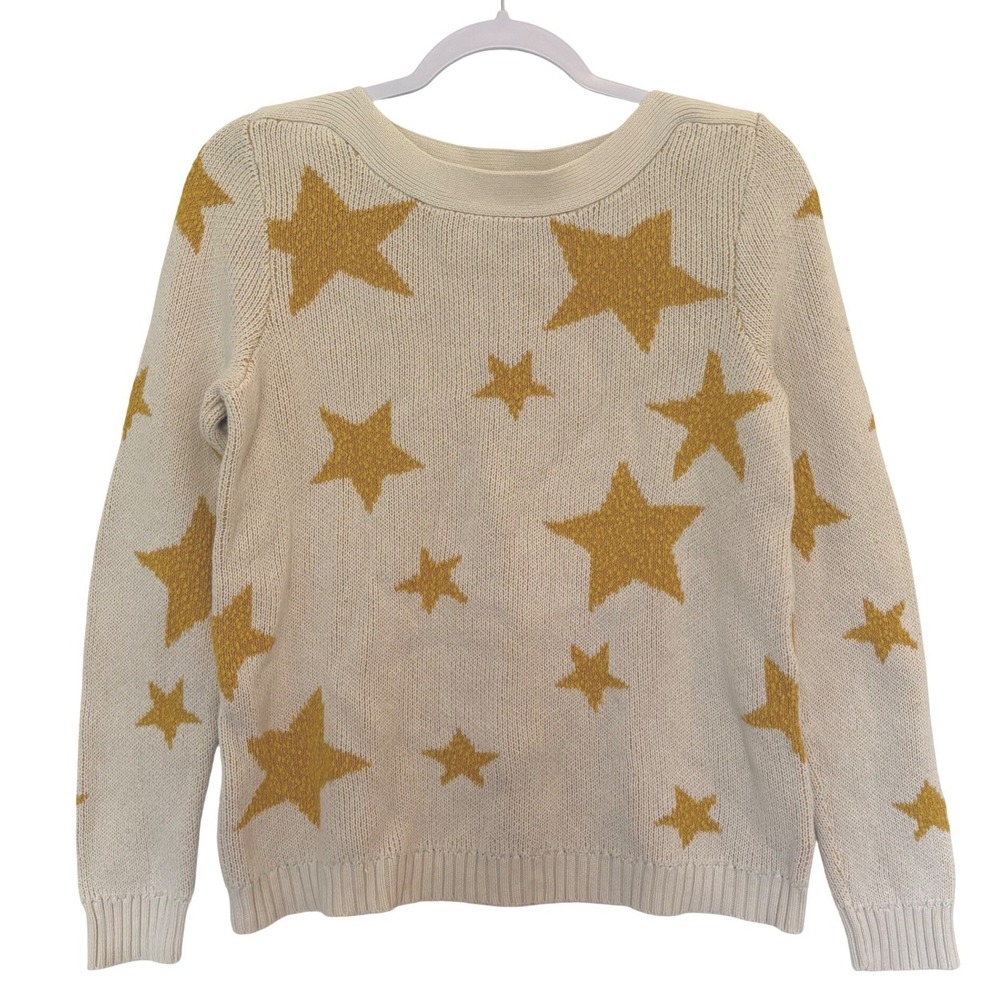 Marled Reunited Clothing Star Sweater M Whimsigoth Celestial Gold Cream Knit